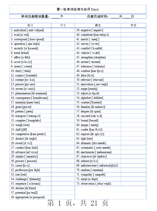 考研英语核心词汇1550单词列表自英译汉测表.pdf,image.png,默写本,第1张