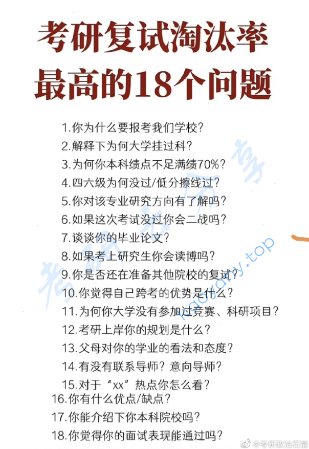 考研复试淘汰率最高的18个问题,6f89f81ec62f38e361ff1b32a2ec3f8.png,考研复试,中文常见问题,第1张