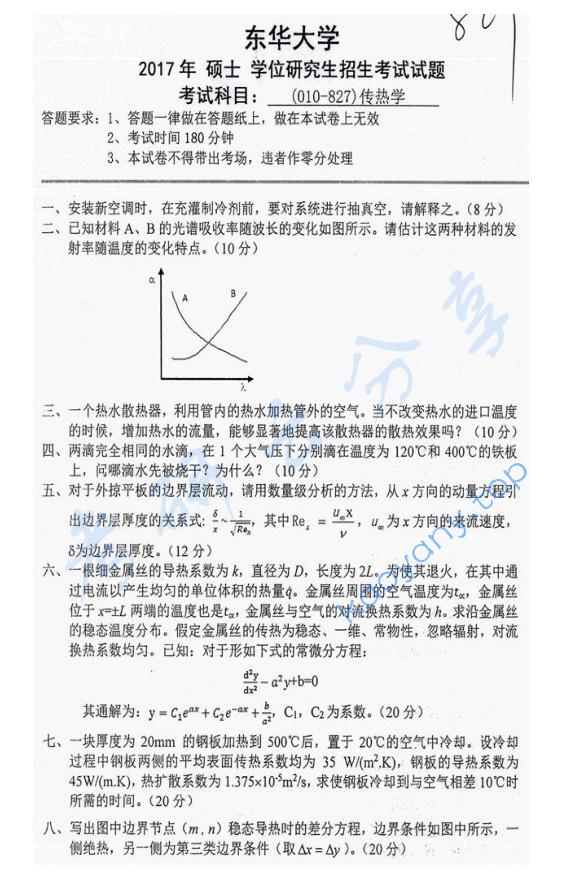2017年东华大学827传热学考研真题,image.png,东华大学传热学,东华大学,传热学,第4张