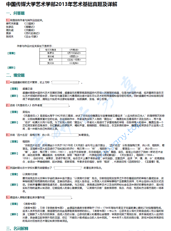 王宏建《艺术概论》配套题库【名校考研真题+课后习题+章节题库+模拟试题】