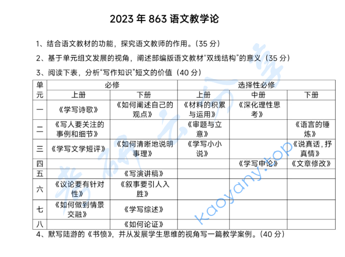 2023年广西师范大学863语文教学论考研真题
