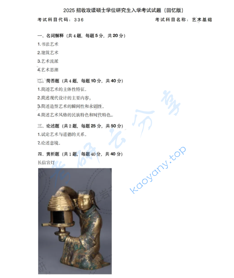 2025年南京财经大学336艺术基础考研真题