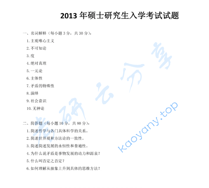 2013年上海师范大学685马克思主义哲学原理考研真题