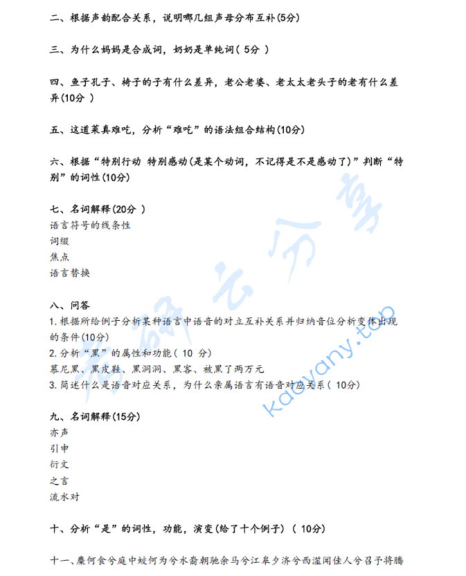 2024年北京大学805语言学基础考研真题