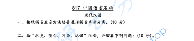 2022年北京语言大学817中国语言基础考研真题