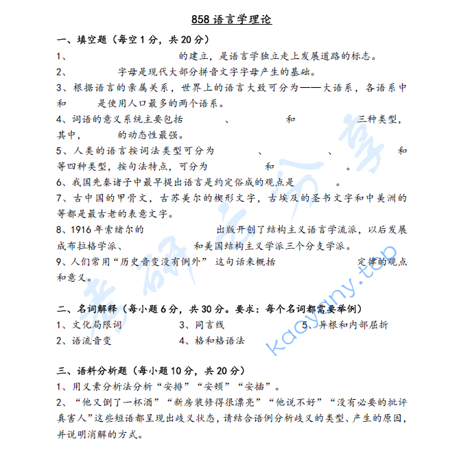 2019年海南大学858语言学理论考研真题