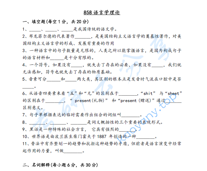 2021年海南大学858语言学理论考研真题