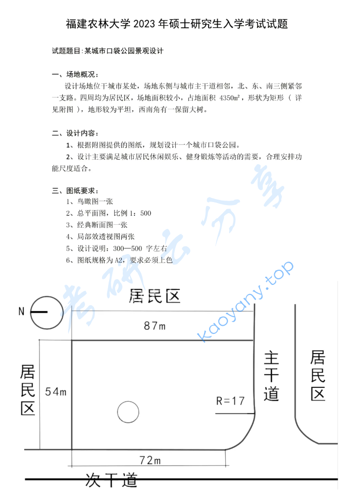 2023年福建农林大学511园林规划设计考研真题