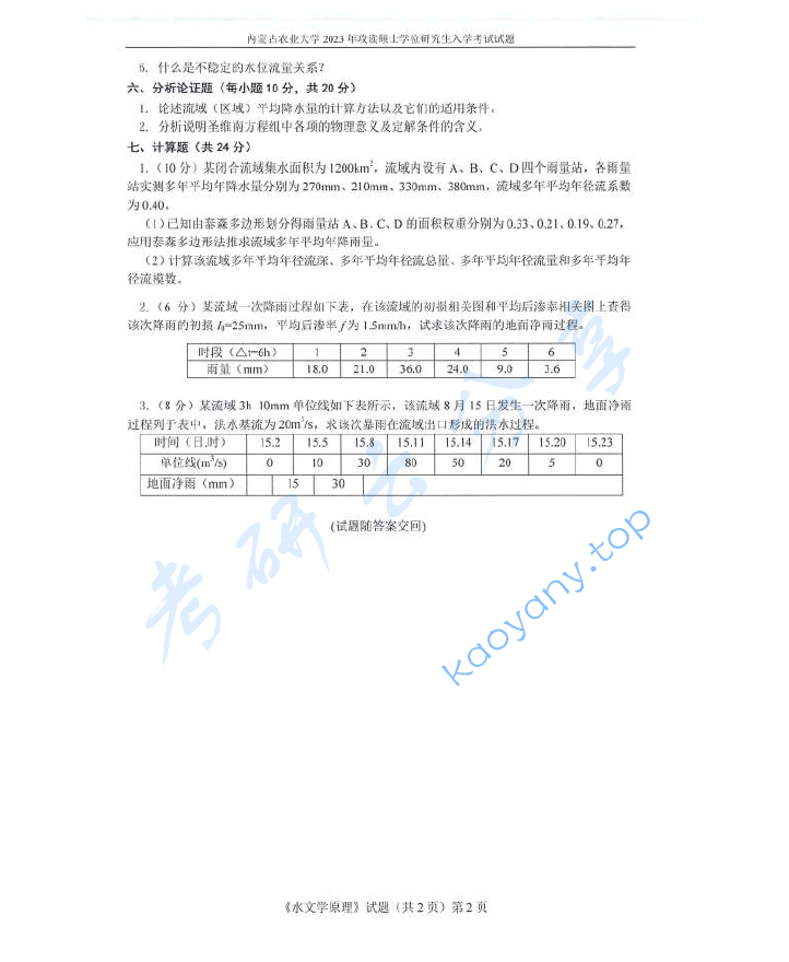 2023年内蒙古农业大学811水文学原理考研真题,image.png,内蒙古农业大学水文学原理,内蒙古农业大学,水文学原理,第2张
