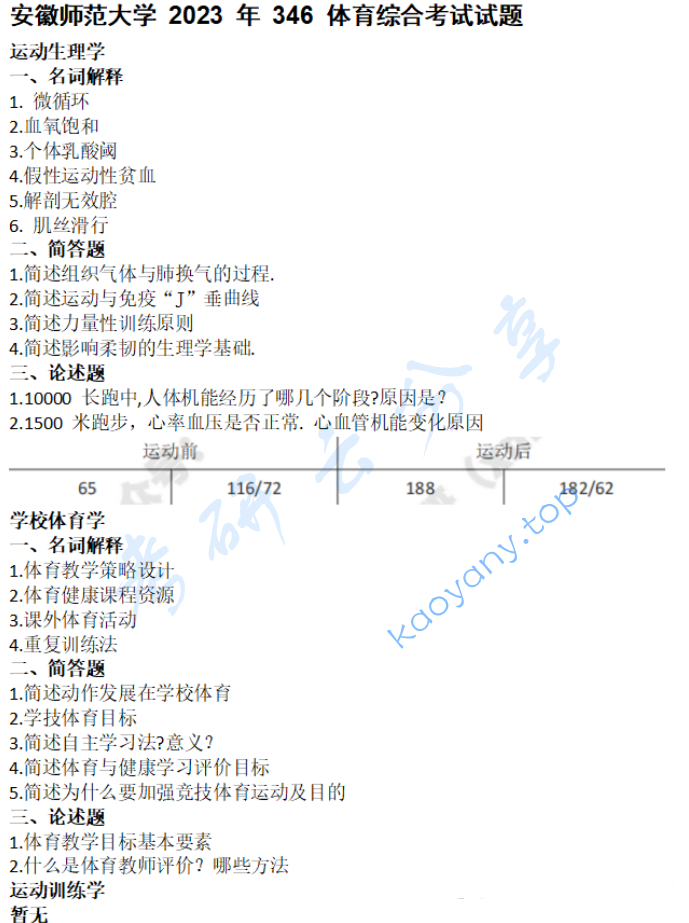 2023年安徽师范大学346体育综合考研真题